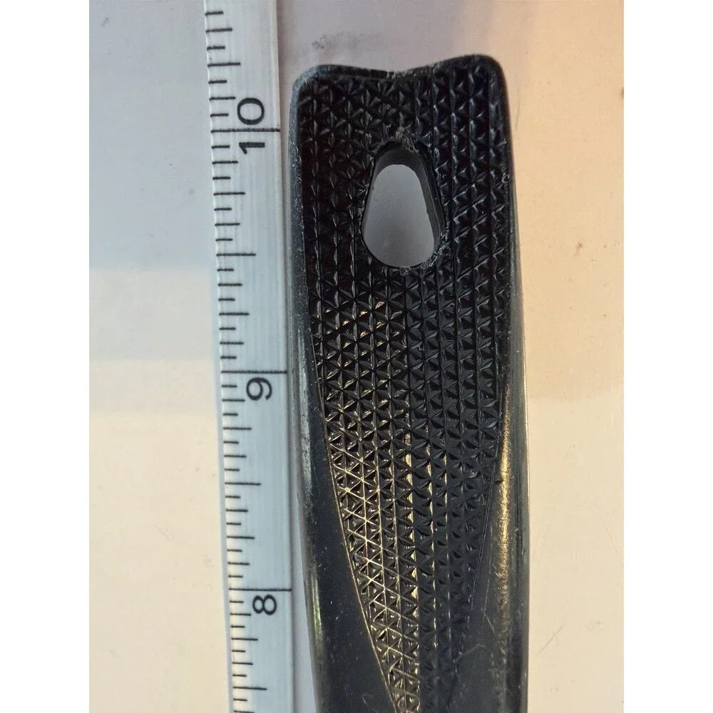 Ekco Chromium Plated Keyhole Spatula Short Handle Black Plastic Melt Marks 10”‎